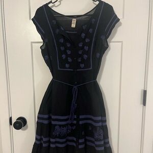 Free People Embroidered Mini Dress Size 6 100% Cotton Boho Romantic Festival